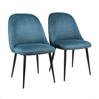 Chaise de salle à manger tissu 49x55x84 cm bleu moderne - adaptée pour salle à manger-Roomuna