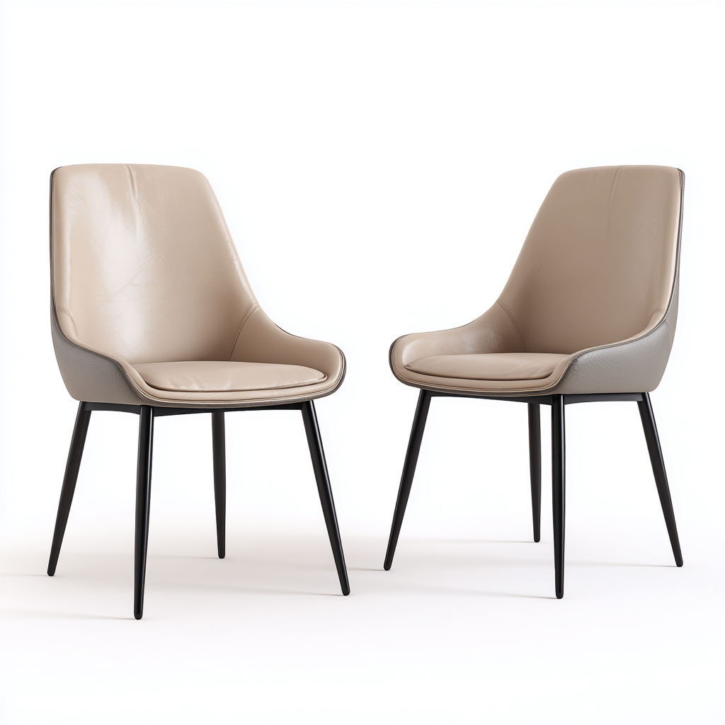 Chaise de salle à manger cuir véritable 50x55x84 cm beige - gris pour salle à manger moderne-Roomuna