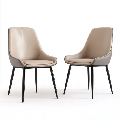 Chaise de salle à manger cuir véritable 50x55x84 cm beige - gris pour salle à manger moderne-Roomuna