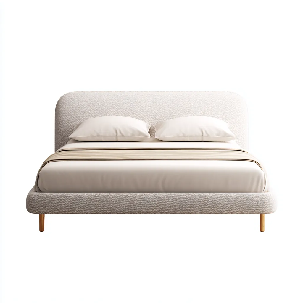 Lit double tissu 200x180x108 cm - blanc cassé - pour chambre - design moderne-Roomuna