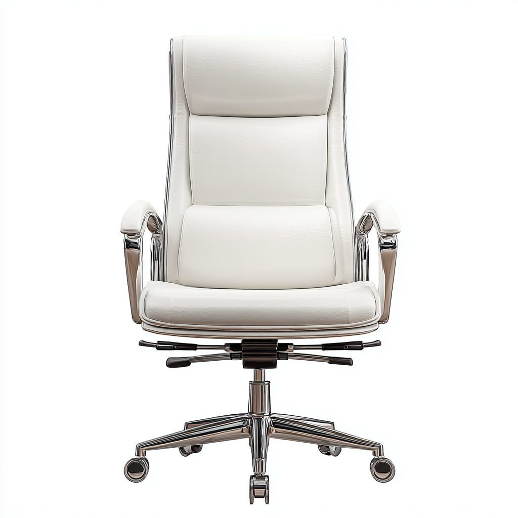 Chaise de bureau simili cuir 70x70x125 cm - blanc - adaptée au bureau - design ergonomique-Roomuna