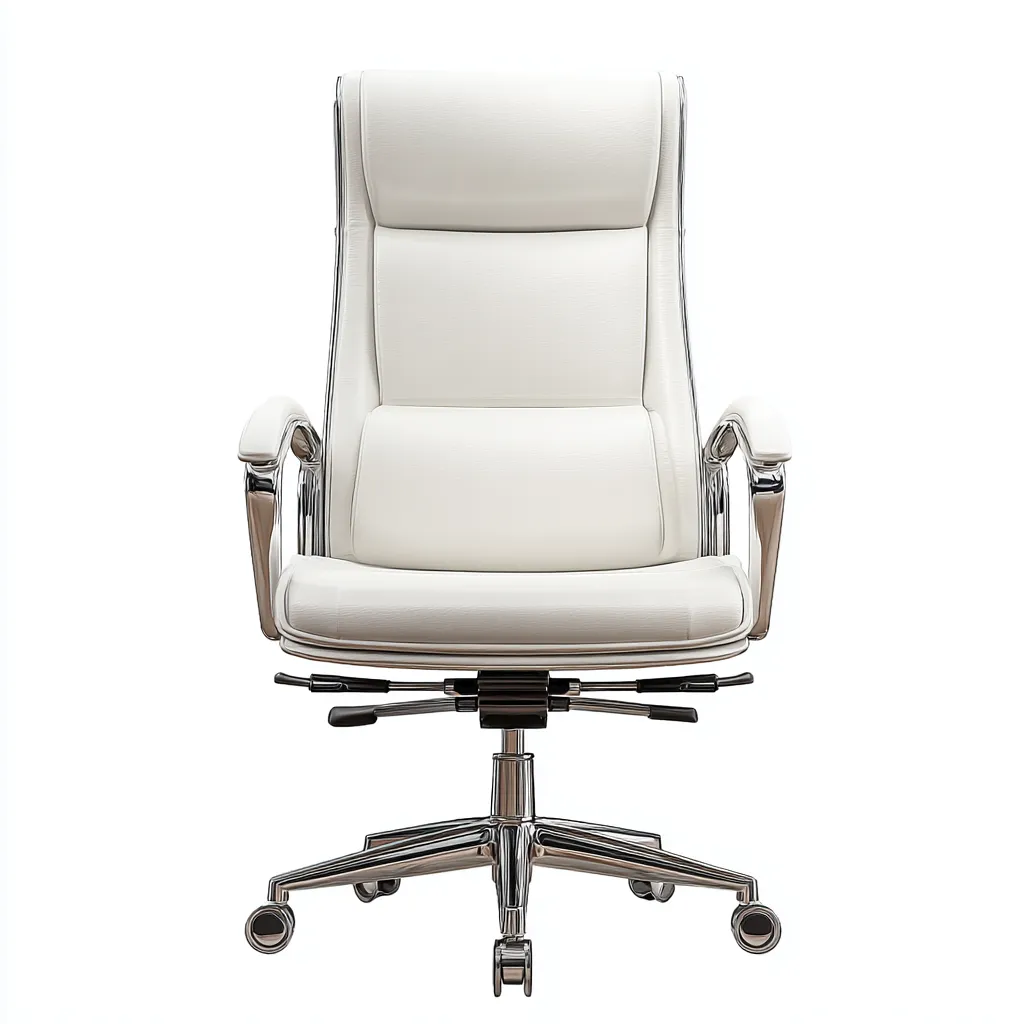 Chaise de bureau simili cuir 70x70x125 cm - blanc - adaptée au bureau - design ergonomique-Roomuna