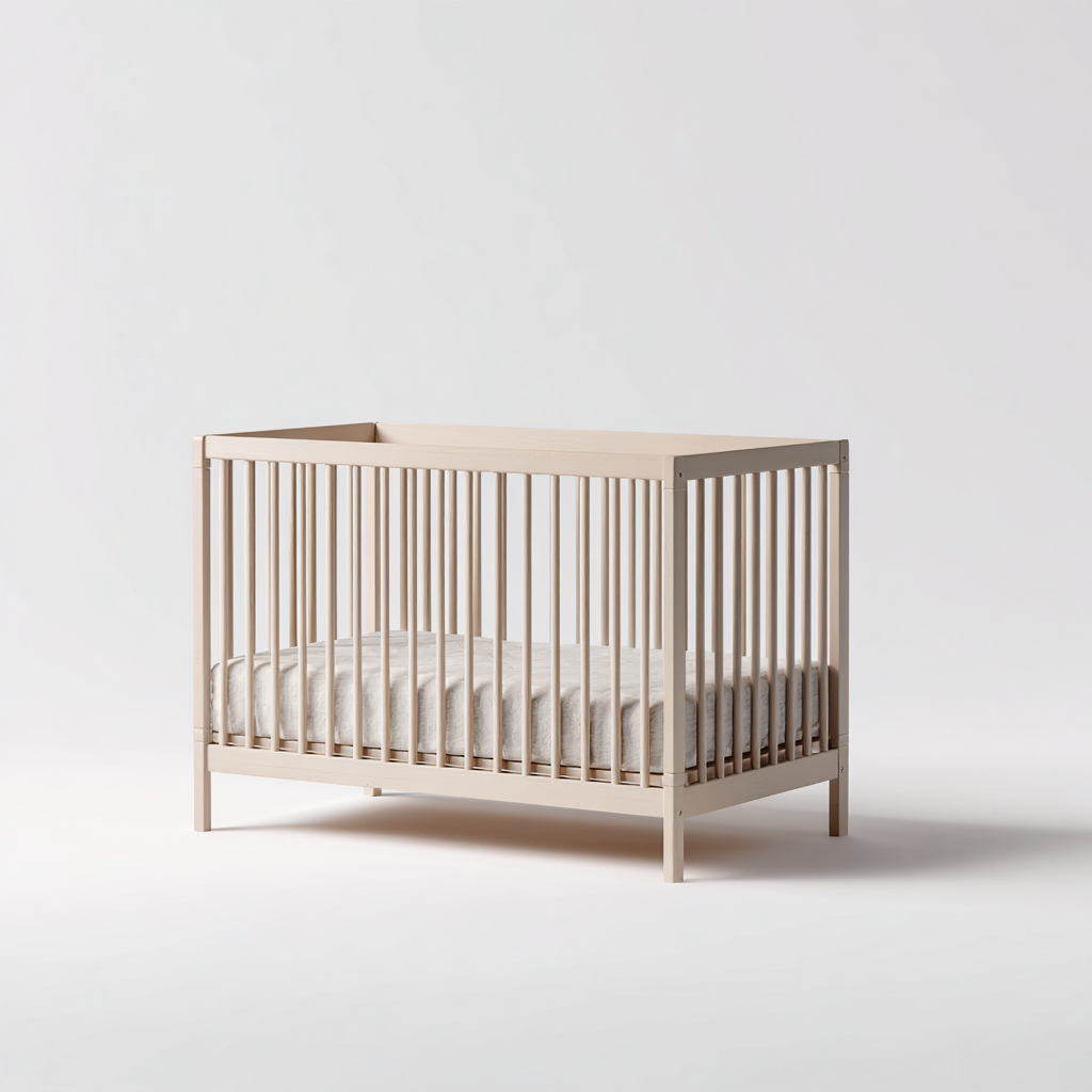 Lit bébé - bois - 125x65x90 cm - beige - adapté à la chambre - design contemporain-Roomuna