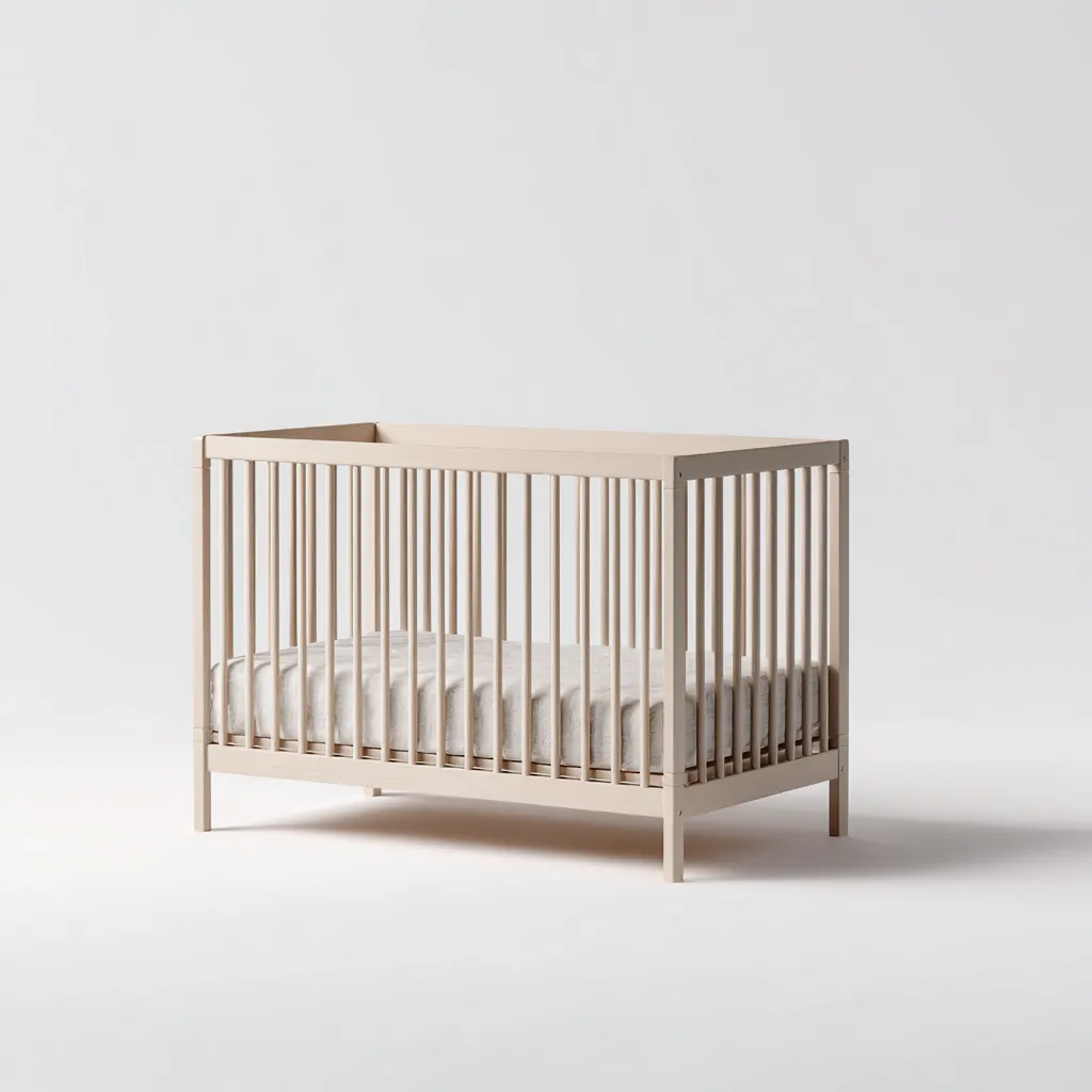 Lit bébé - bois - 125x65x90 cm - beige - adapté à la chambre - design contemporain-Roomuna