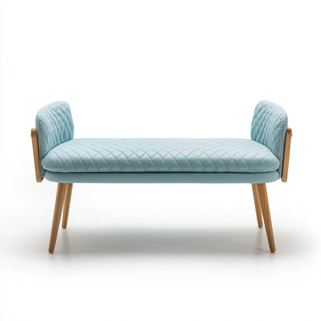 Banc de lit - tissu matelassé - 110x40x55 cm - bleu clair - adapté à la chambre - design moderne - adapté à la chambre-Roomuna