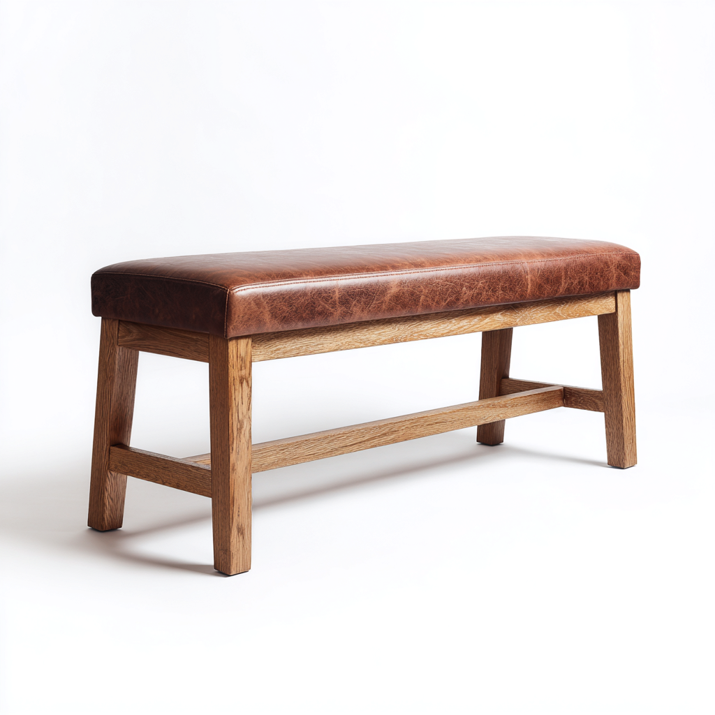 Banc de lit simili cuir 100x35x45 cm - marron - adapté à la chambre - design contemporain-Roomuna