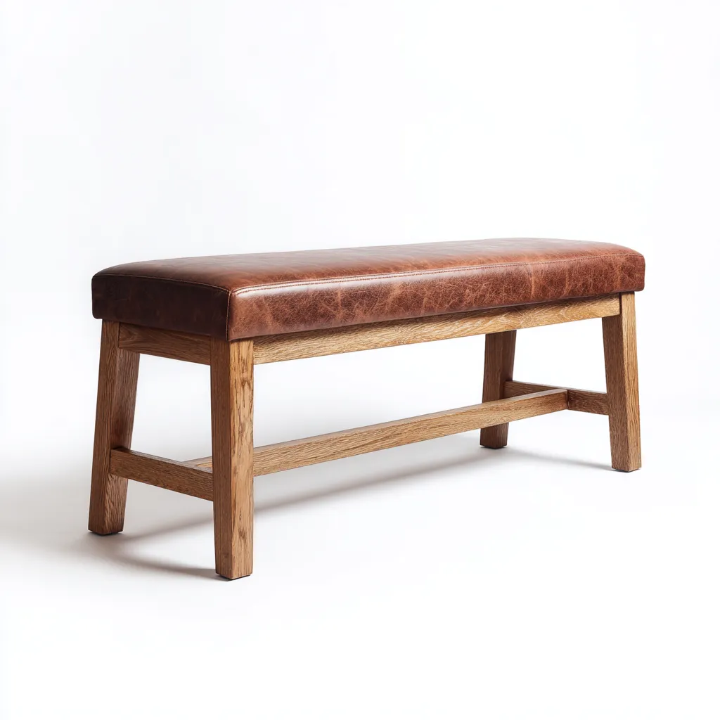 Banc de lit simili cuir 100x35x45 cm - marron - adapté à la chambre - design contemporain-Roomuna