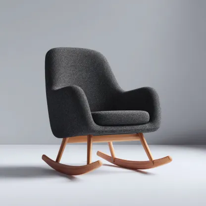 Fauteuil à bascule en tissu 76x82x95 cm gris foncé pour salon - style scandinave - structure à bascule-Roomuna