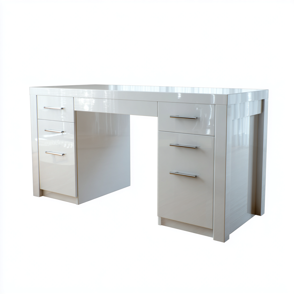 Bureau en bois laqué 120x55x75 cm - blanc - design moderne - adapté au bureau-Roomuna