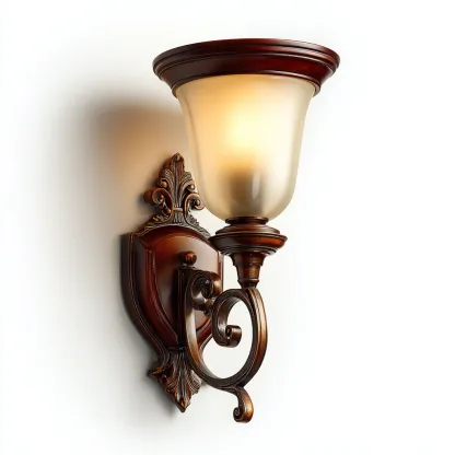 Applique murale verre - métal 24x18x36 cm - ambre - brun - design classique - adaptée à l'intérieur-Roomuna