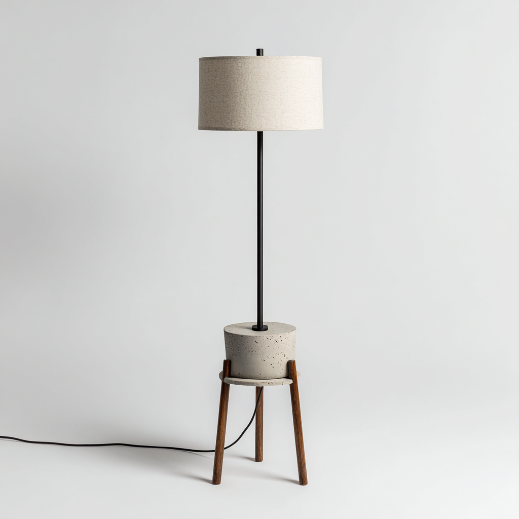 Lampadaire métal et tissu 40x30x160 cm - beige - noir - pour salon - design moderne-Roomuna