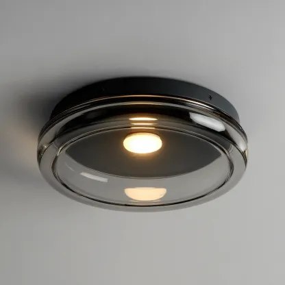 Plafonnier métal - verre 28x28x10 cm - noir - pour intérieur - design moderne-Roomuna