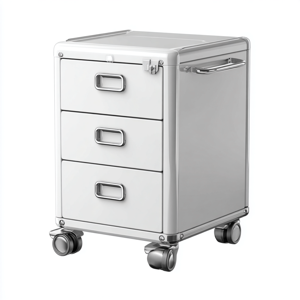 Armoire de bureau en métal 40x35x60 cm - blanc - adapté au bureau - avec 3 tiroirs et roulettes - design moderne-Roomuna