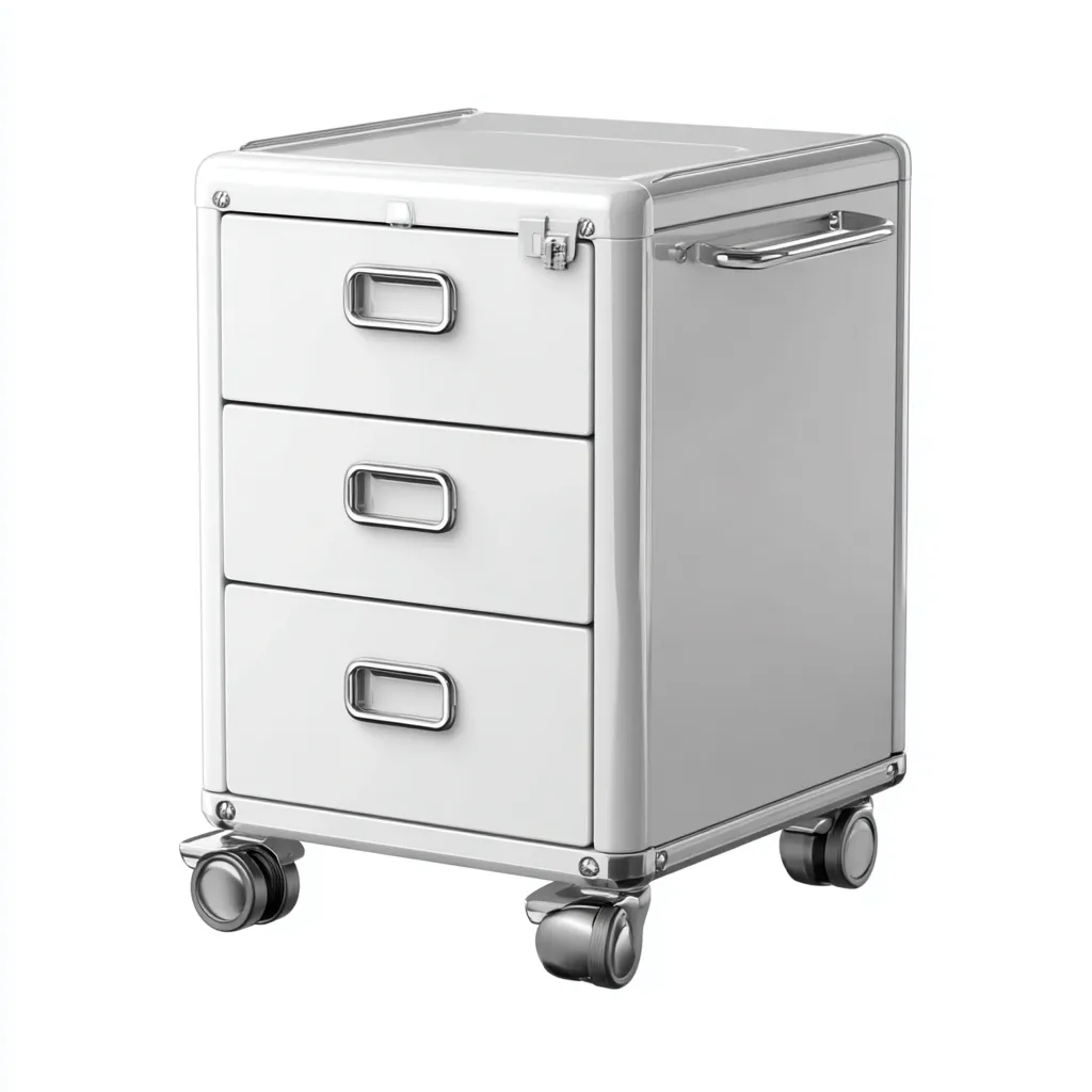 Armoire de bureau en métal 40x35x60 cm - blanc - adapté au bureau - avec 3 tiroirs et roulettes - design moderne-Roomuna