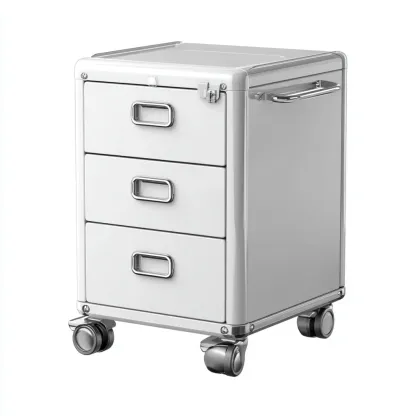 Armoire de bureau en métal 40x35x60 cm - blanc - adapté au bureau - avec 3 tiroirs et roulettes - design moderne-Roomuna