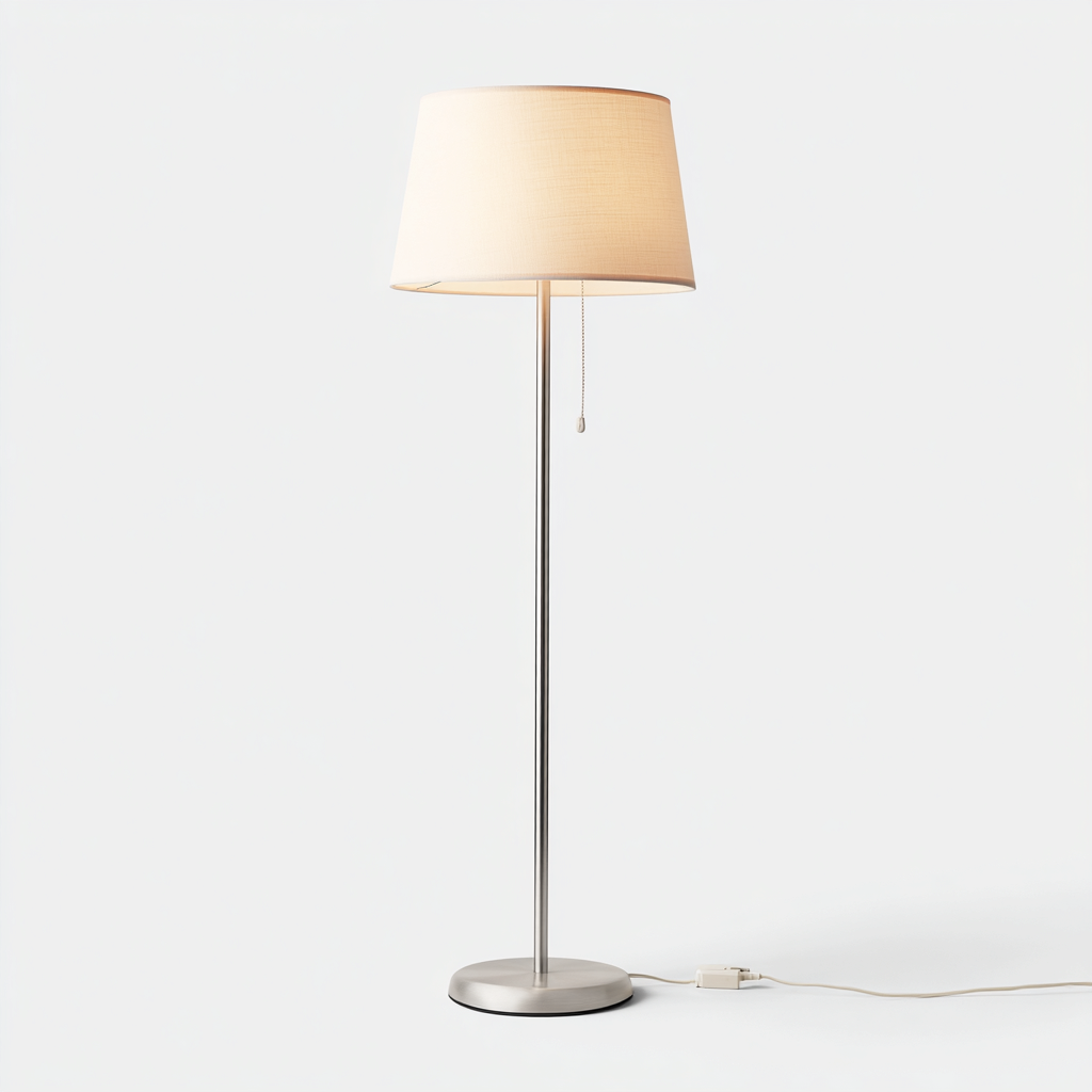 Lampadaire métal et tissu 40x30x160 cm - beige - argent - pour salon - design moderne-Roomuna