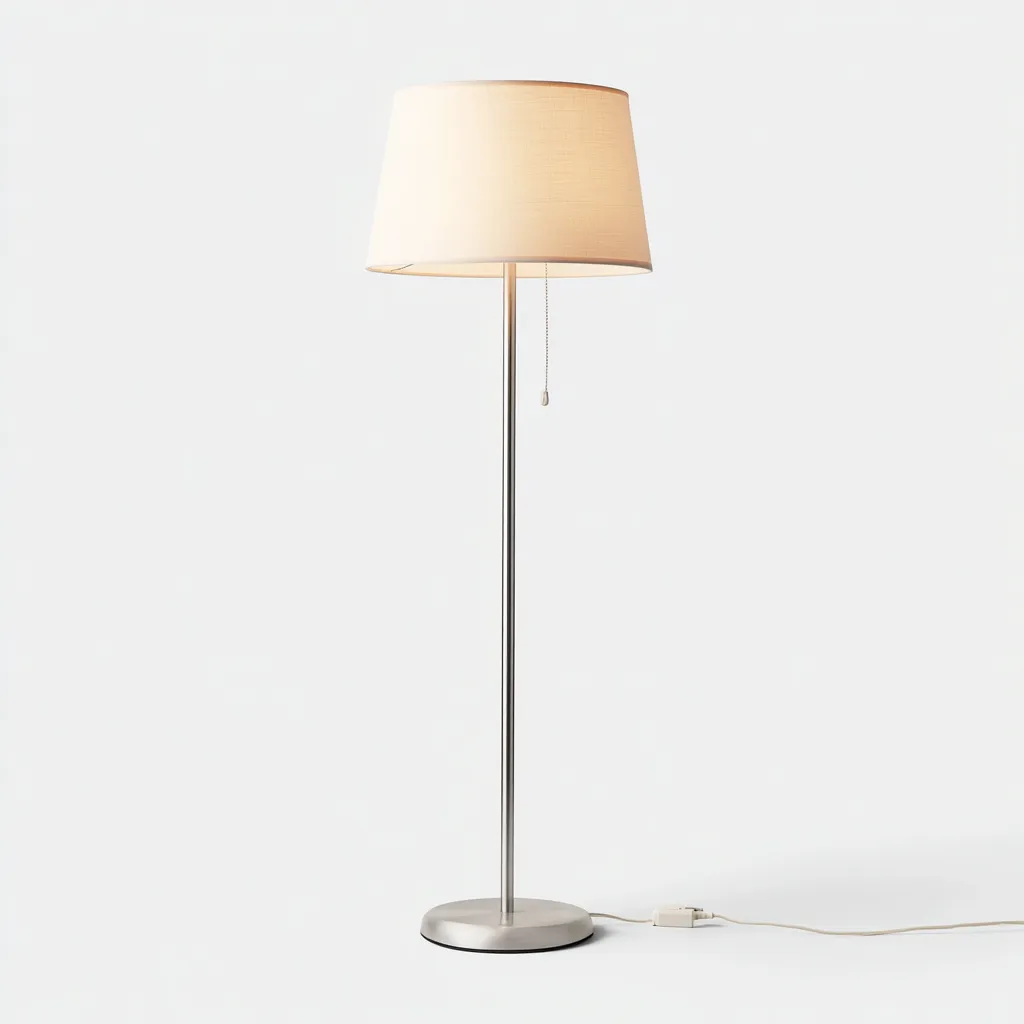 Lampadaire métal et tissu 40x30x160 cm - beige - argent - pour salon - design moderne-Roomuna