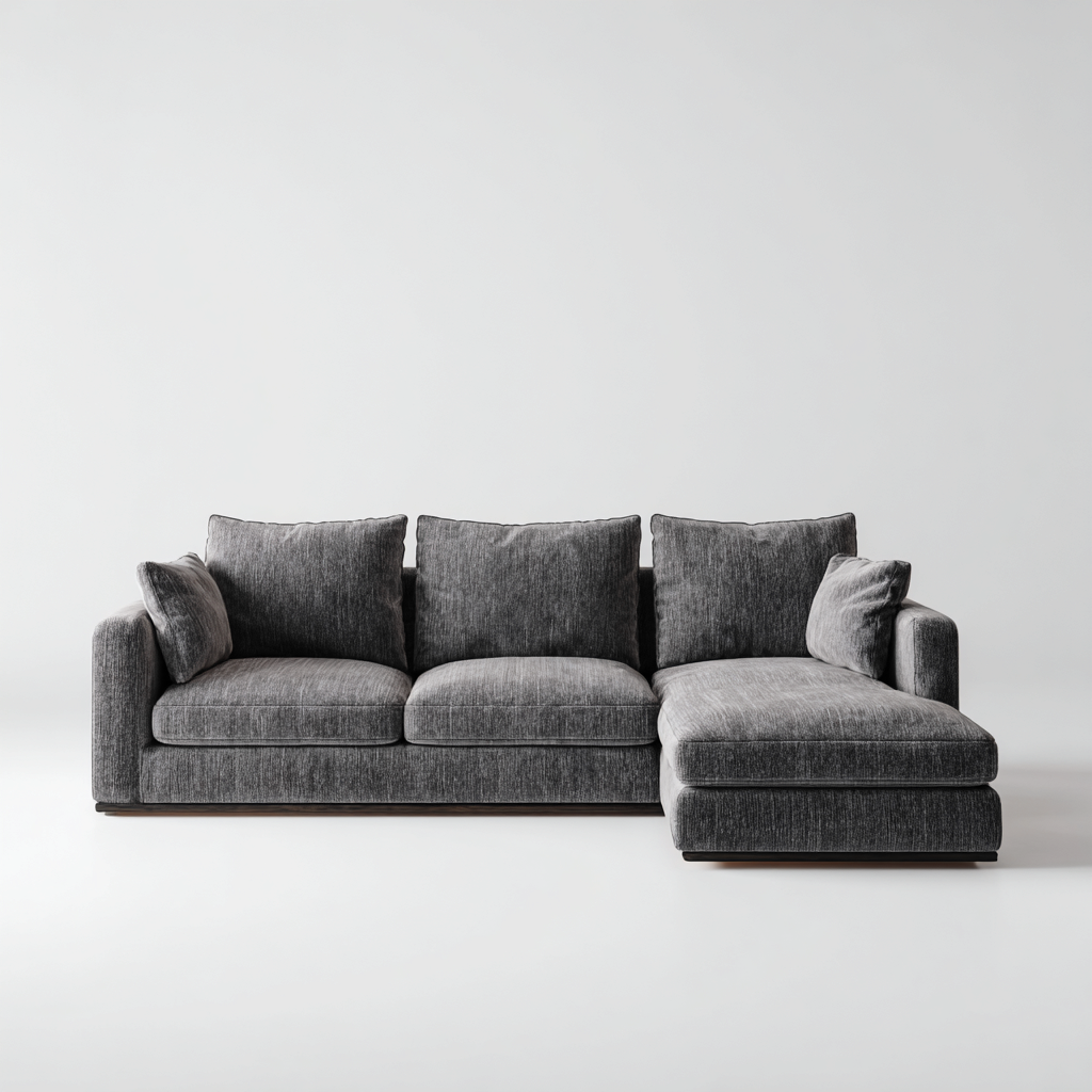 Canapé d'angle tissu 280x160x85 cm - gris foncé - style moderne pour salon-Roomuna