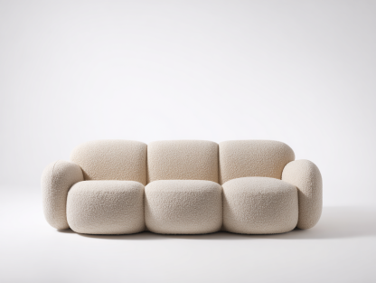 Divano 3 posti in tessuto bouclé 228x100x82 cm - beige - per soggiorno - design moderno-Houseero
