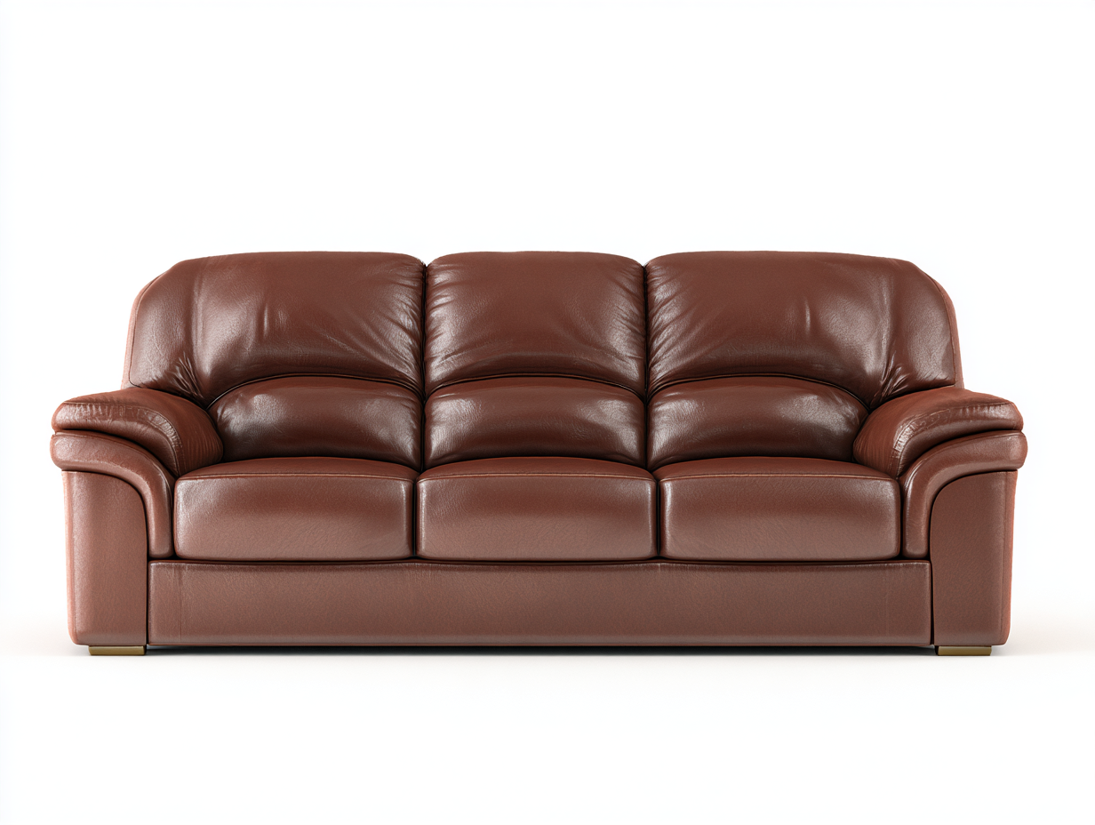 Divano 3 posti in pelle 218x90x88 cm - marrone - per soggiorno - design moderno-Houseero