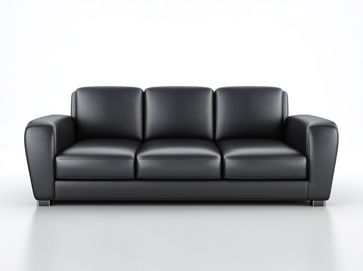 Divano 3 posti in pelle 215x88x86 cm - nero - per soggiorno - design moderno-Houseero