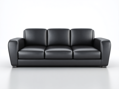 Divano 3 posti in pelle 215x88x86 cm - nero - per soggiorno - design moderno-Houseero