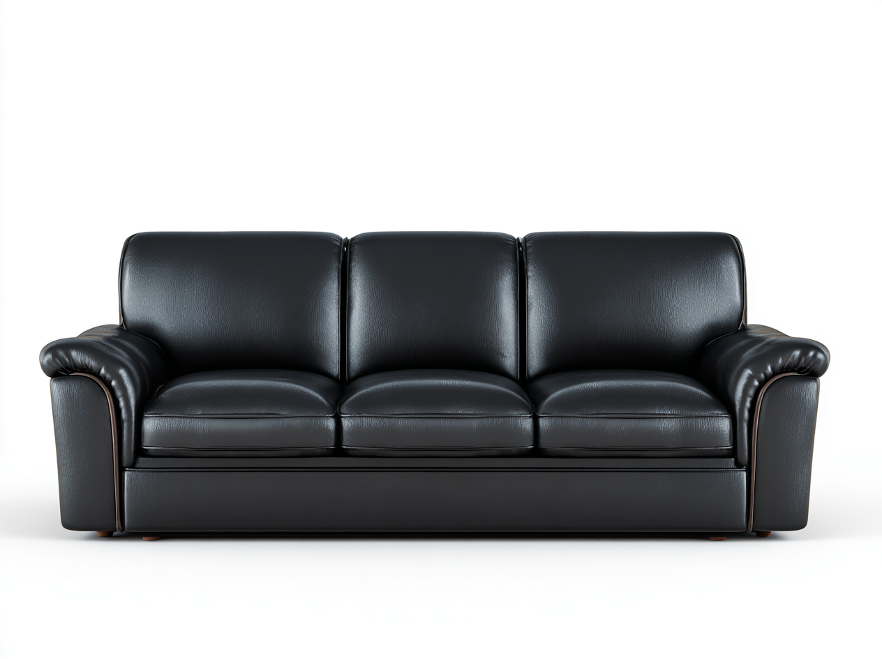 Divano 3 posti in pelle 210x90x90 cm - nero - per soggiorno - design moderno-Houseero