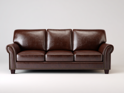 Divano 3 posti in pelle 215x90x88 cm - marrone - per soggiorno - design classico-Houseero