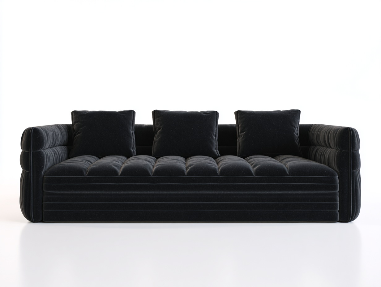 Divano 3 posti in tessuto 230x95x82 cm - nero - per soggiorno - design moderno-Houseero