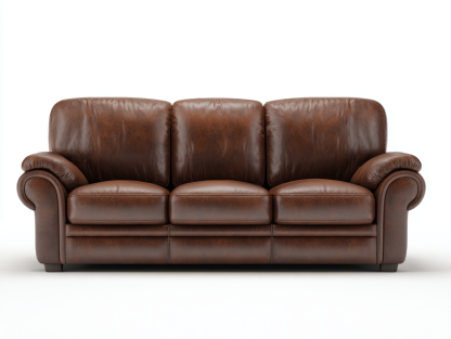 Divano 3 posti in pelle 220x92x90 cm - marrone - per soggiorno - design classico-Houseero