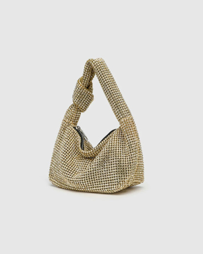 Rhinestone-Embellished Knotted Handbag & Shoulder Bag
