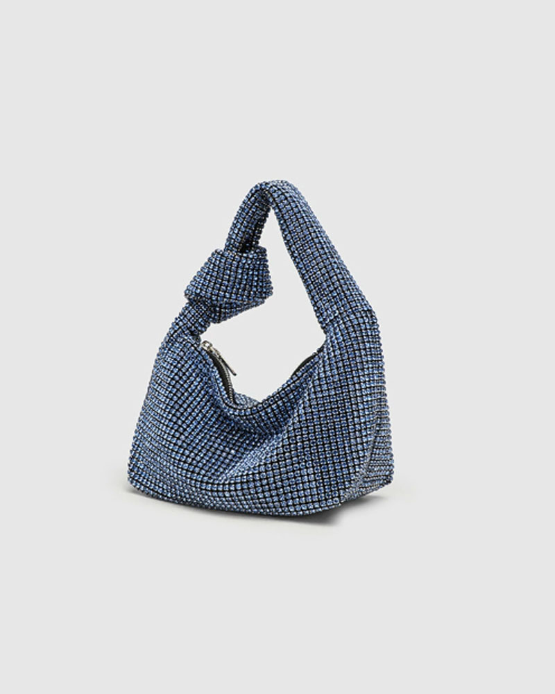 Rhinestone-Embellished Knotted Handbag & Shoulder Bag