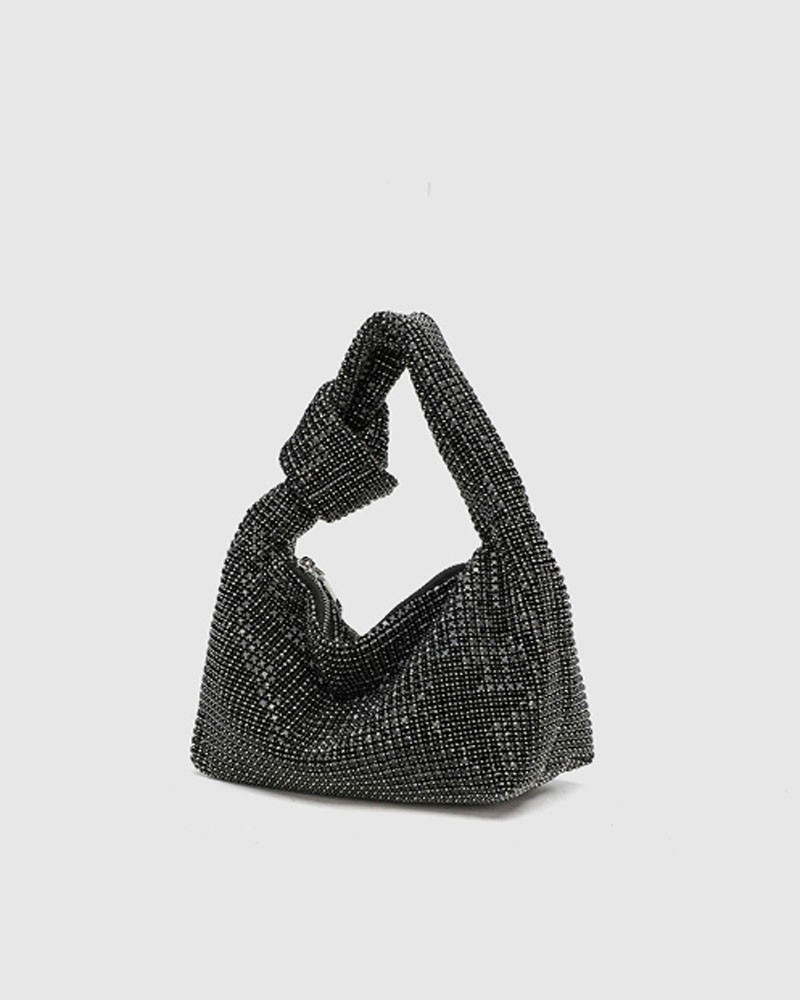 Rhinestone-Embellished Knotted Handbag & Shoulder Bag