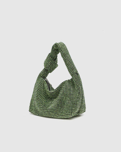 Rhinestone-Embellished Knotted Handbag & Shoulder Bag