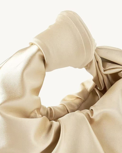 Trendy French-Style Ruched Satin "Cloud" Bag