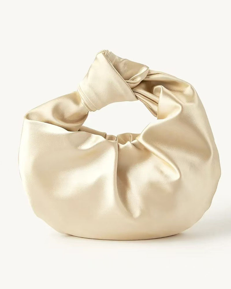 Trendy French-Style Ruched Satin "Cloud" Bag