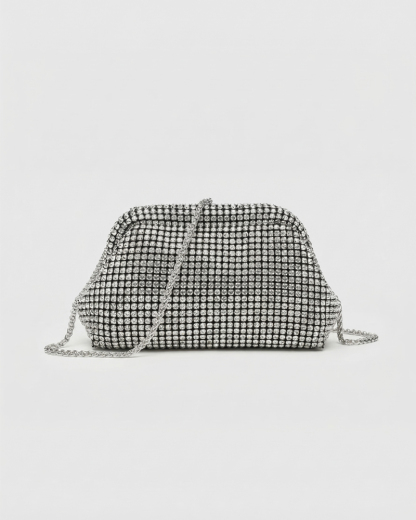 Fully Embellished Handbag with Clasp Closure — Sparkling Rhinestone Shoulder & Crossbody Bag