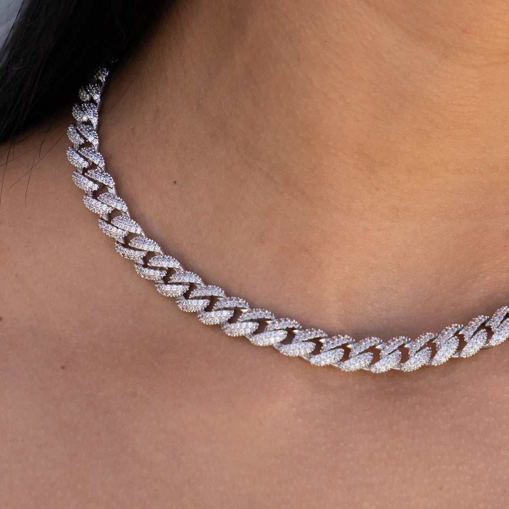 Diamond Cuban Necklace in White Gold - 8.5mm