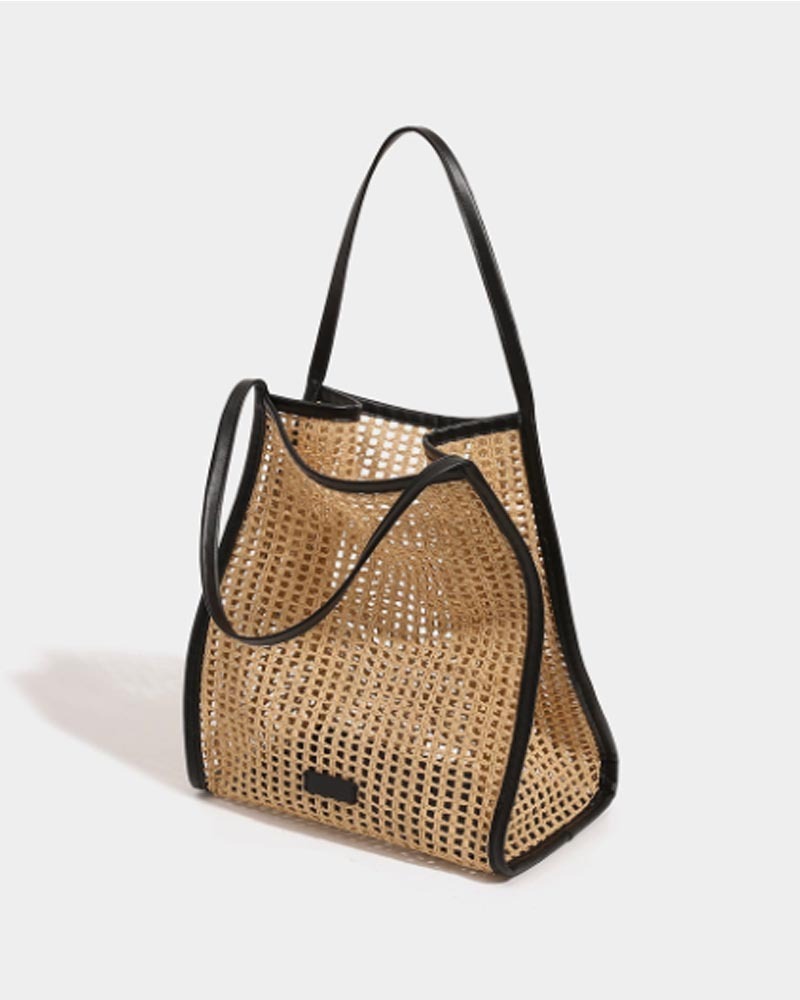 Casual High-Capacity Openwork Shoulder Bag — Underarm Style (Includes Matching Pouch)