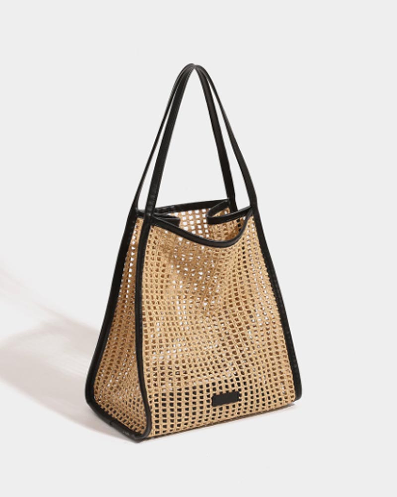 Casual High-Capacity Openwork Shoulder Bag — Underarm Style (Includes Matching Pouch)