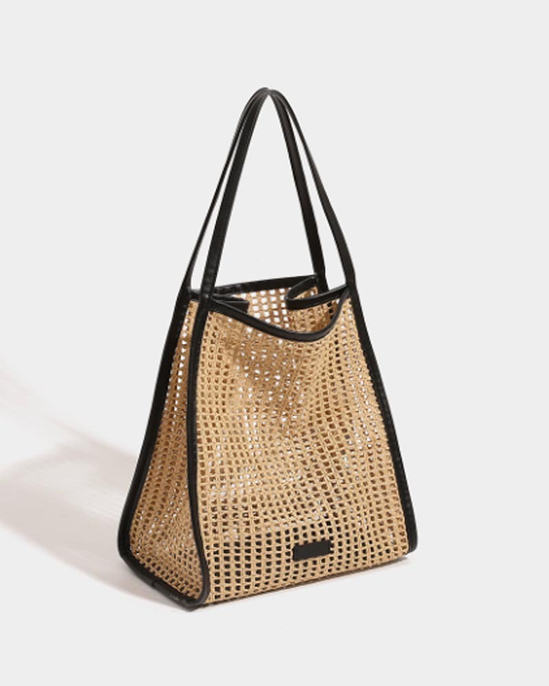 Casual High-Capacity Openwork Shoulder Bag — Underarm Style (Includes Matching Pouch)