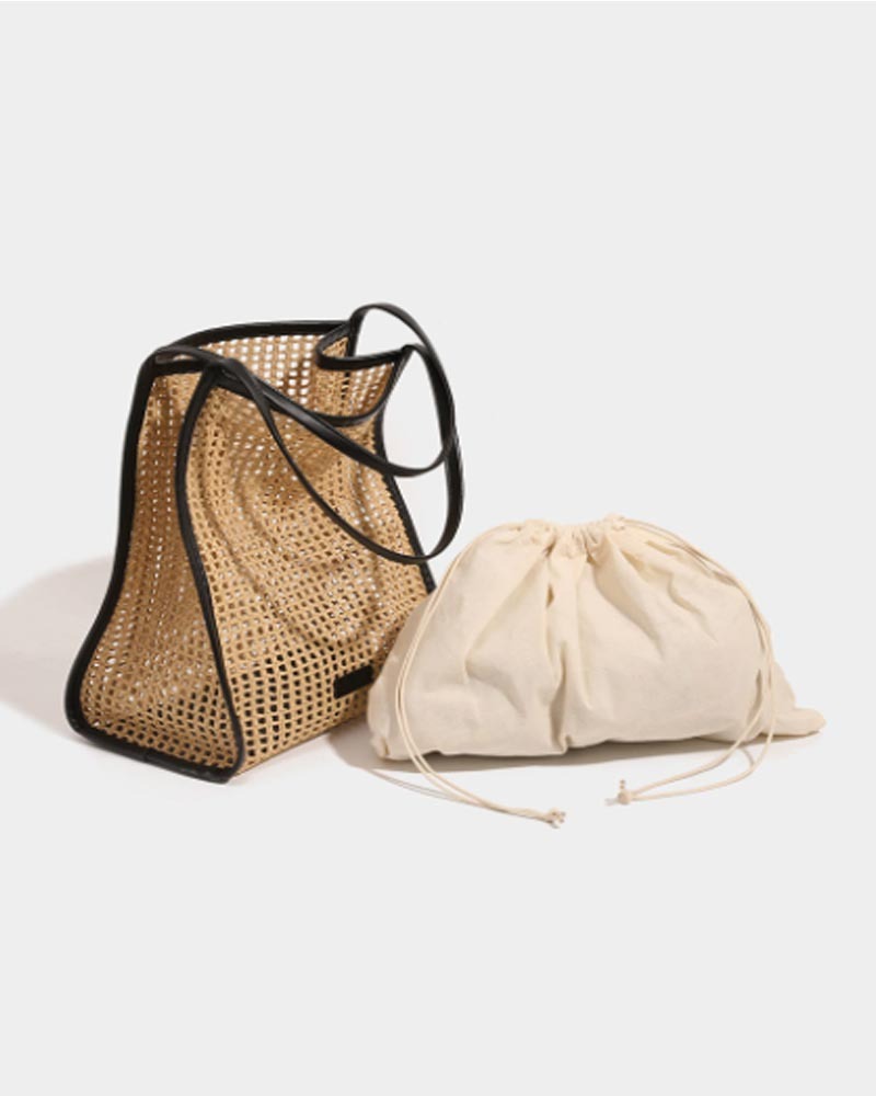 Casual High-Capacity Openwork Shoulder Bag — Underarm Style (Includes Matching Pouch)