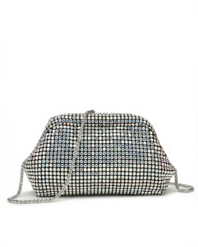 Fully Embellished Handbag with Clasp Closure — Sparkling Rhinestone Shoulder & Crossbody Bag