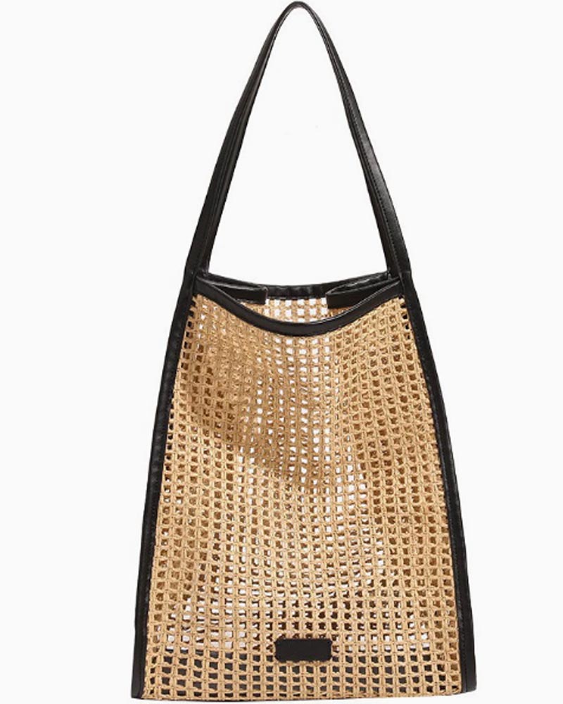 Casual High-Capacity Openwork Shoulder Bag — Underarm Style (Includes Matching Pouch)