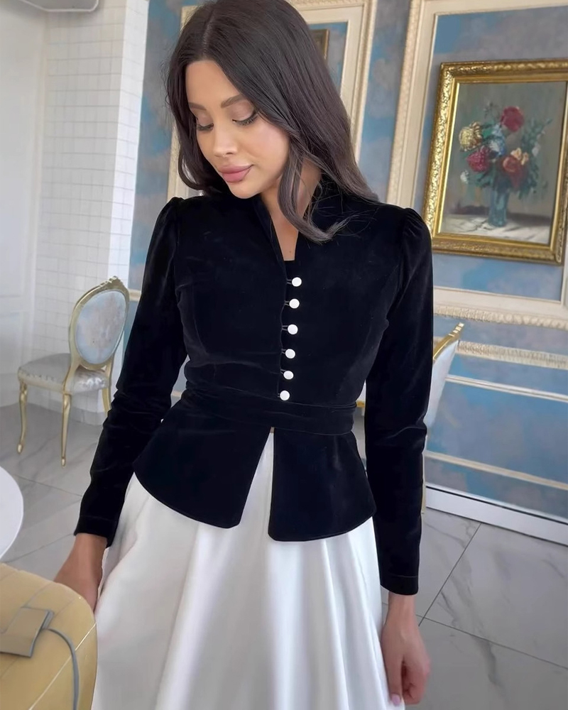 French-Style Cardigan, Cropped Jacket, and Single-Breasted Skirt Set