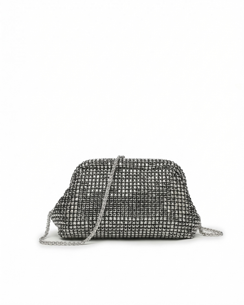 Fully Embellished Handbag with Clasp Closure — Sparkling Rhinestone Shoulder & Crossbody Bag