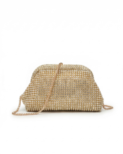 Fully Embellished Handbag with Clasp Closure — Sparkling Rhinestone Shoulder & Crossbody Bag