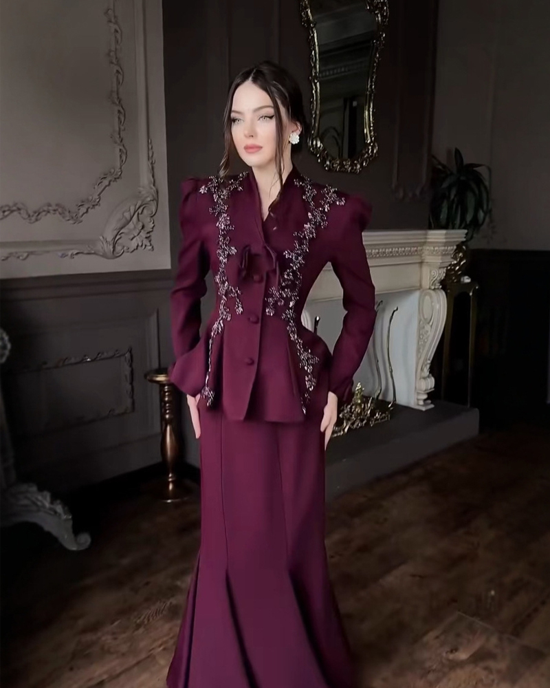 French Socialite-Style Two-Piece Set with 3D Floral Embellishments
