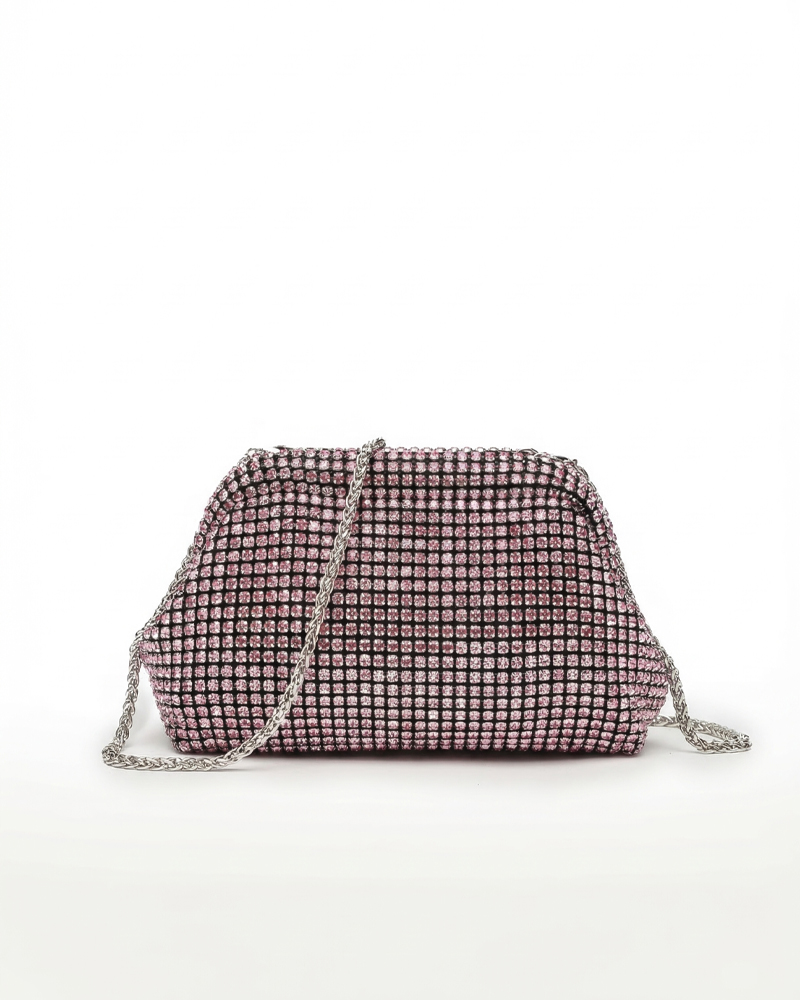 Fully Embellished Handbag with Clasp Closure — Sparkling Rhinestone Shoulder & Crossbody Bag