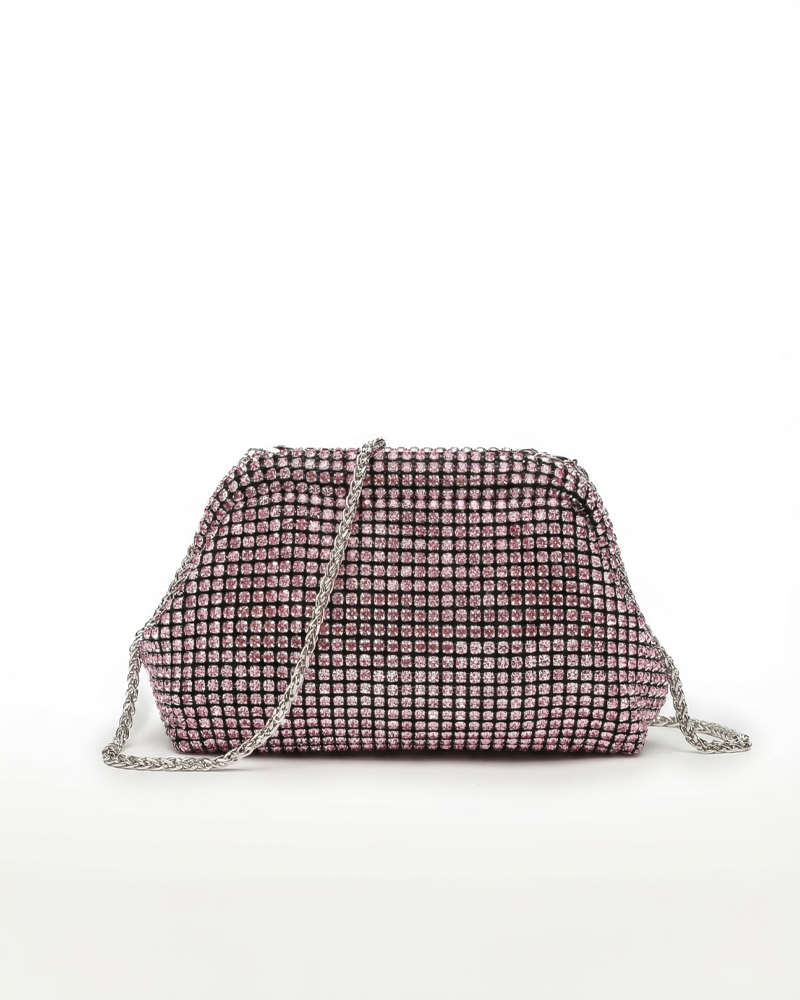Fully Embellished Handbag with Clasp Closure — Sparkling Rhinestone Shoulder & Crossbody Bag